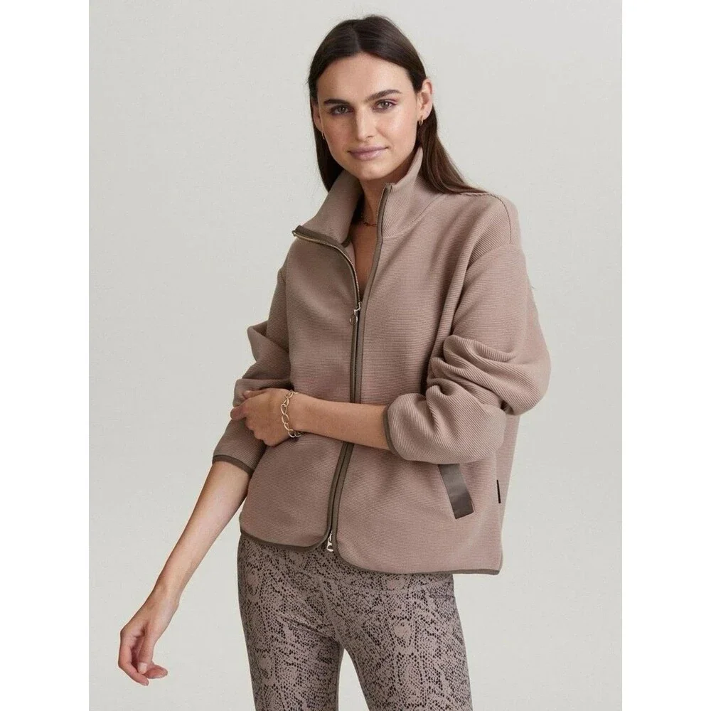 Varley Berendo Full Zip Thru Mock Collar Boxy Jacket in Portabella Size Small